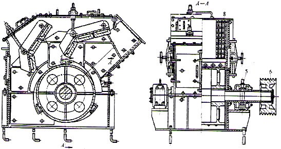 煤矸石單段破碎機(jī)原理示意圖